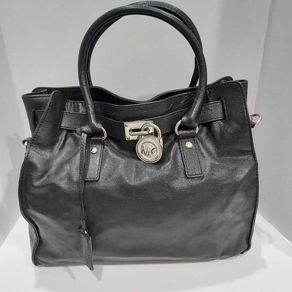 Michael Kors Hamilton  Black Leather Handbag